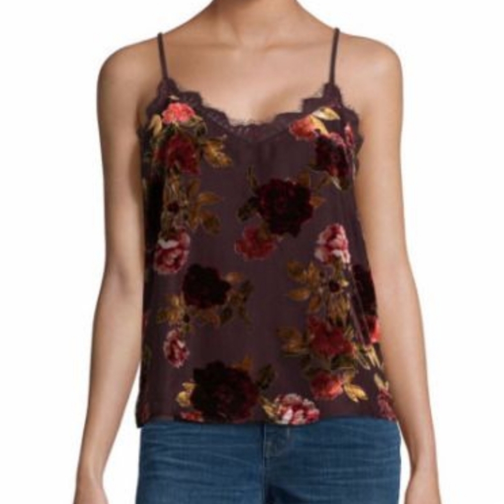 NEW XL Beautiful "Velvety Flowers" Camisole Tank by: a.n.a. Color: Raisin Floral